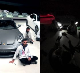 Aktivis iklim protes aman di dalam bilik pameran Porsche